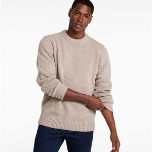 L.L. Bean Classic Rag Wool Lambswool Crewneck Sweater, Medium, Natural